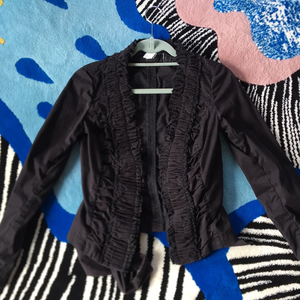 Victoria's Secret London Jeans Ruffle Front Blazer